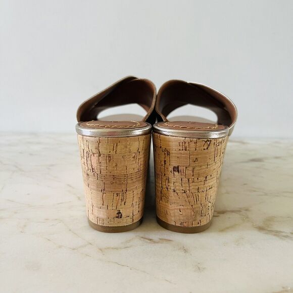 COACH Gold Brown Logo Wedge Heel Platform Slide Sandals - US 9.5 - Picture 7 of 8